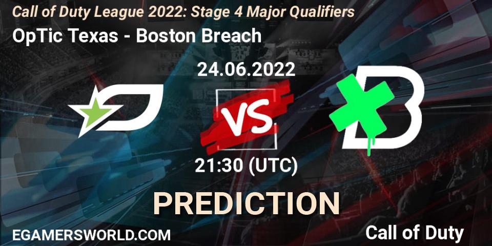 OpTic Texas vs Boston Breach: Betting TIp, Match Prediction. 24.06.2022 at 21:30. Call of Duty, Call of Duty League 2022: Stage 4