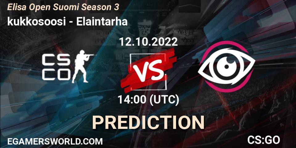 kukkosoosi vs Elaintarha: Betting TIp, Match Prediction. 12.10.2022 at 14:00. Counter-Strike (CS2), Elisa Open Suomi Season 3