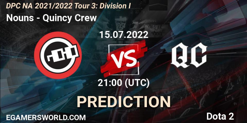 Nouns vs Quincy Crew: Betting TIp, Match Prediction. 15.07.22. Dota 2, DPC NA 2021/2022 Tour 3: Division I