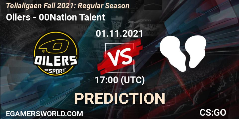 Oilers vs 00Nation Talent: Betting TIp, Match Prediction. 01.11.2021 at 17:00. Counter-Strike (CS2), Telialigaen Fall 2021: Regular Season