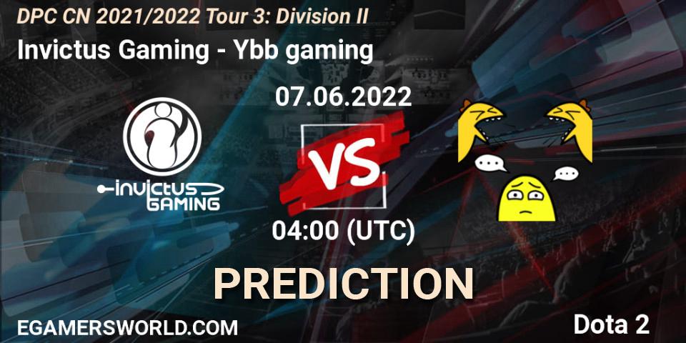 Invictus Gaming vs Ybb gaming: Betting TIp, Match Prediction. 07.06.2022 at 04:03. Dota 2, DPC CN 2021/2022 Tour 3: Division II