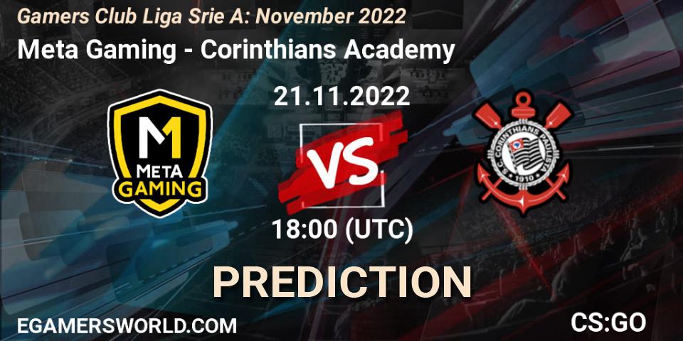 Meta Gaming Brasil vs Corinthians Academy: Betting TIp, Match Prediction. 21.11.2022 at 18:00. Counter-Strike (CS2), Gamers Club Liga Série A: November 2022