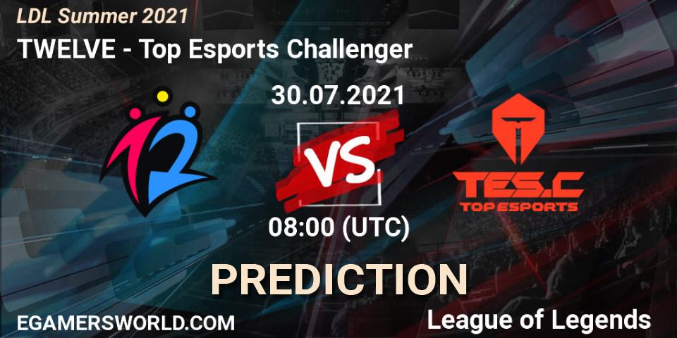TWELVE vs Top Esports Challenger: Betting TIp, Match Prediction. 31.07.21. LoL, LDL Summer 2021