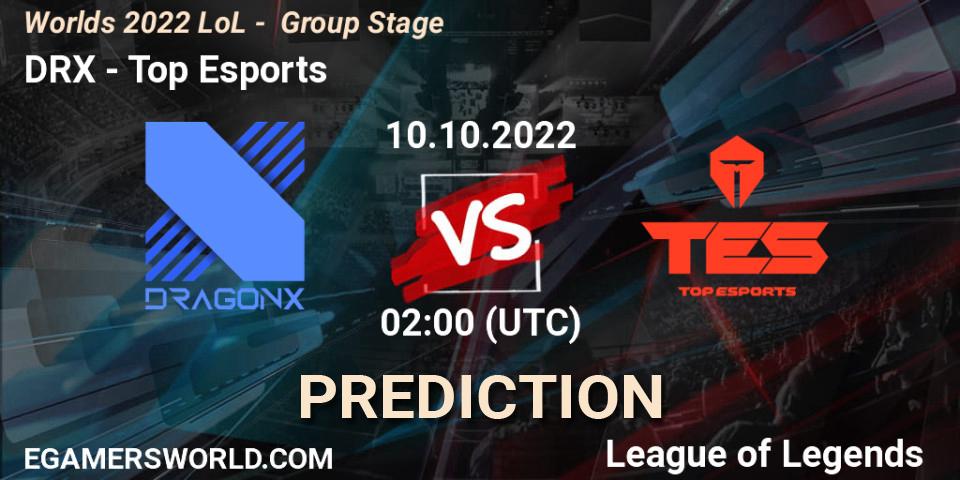 DRX vs Top Esports: Betting TIp, Match Prediction. 10.10.2022 at 02:00. LoL, Worlds 2022 LoL - Group Stage