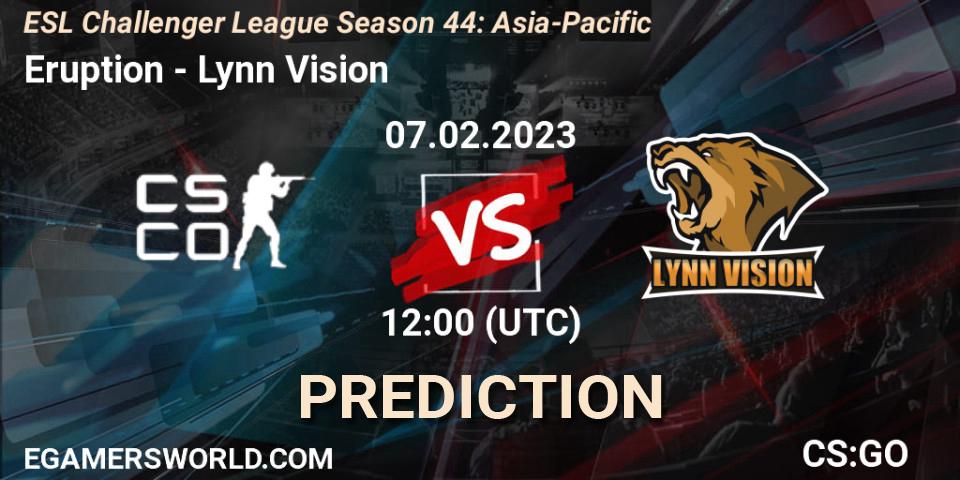 Eruption vs Lynn Vision: Betting TIp, Match Prediction. 07.02.23. CS2 (CS:GO), ESL Challenger League Season 44: Asia-Pacific