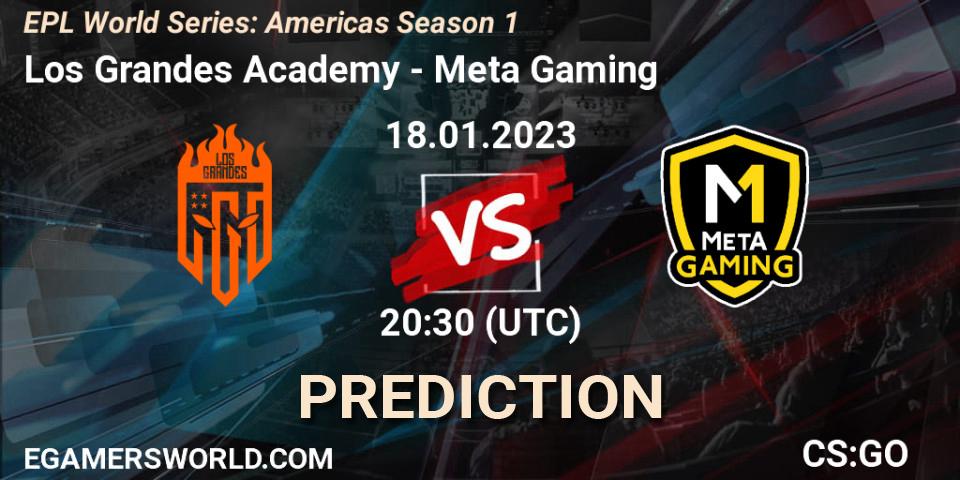 Los Grandes Academy vs Meta Gaming Brasil: Betting TIp, Match Prediction. 18.01.2023 at 20:30. Counter-Strike (CS2), EPL World Series: Americas Season 1