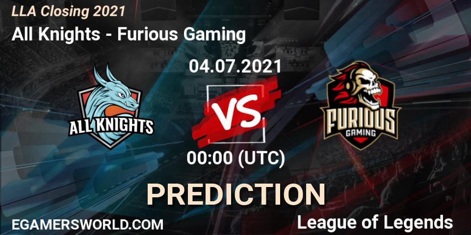 All Knights vs Furious Gaming: Betting TIp, Match Prediction. 04.07.21. LoL, LLA Closing 2021