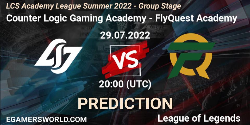 Counter Logic Gaming Academy vs FlyQuest Academy: Betting TIp, Match Prediction. 29.07.22. LoL, LCS Academy League Summer 2022 - Group Stage