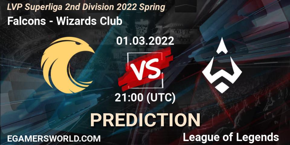 Falcons vs Wizards Club: Betting TIp, Match Prediction. 01.03.2022 at 21:00. LoL, LVP Superliga 2nd Division 2022 Spring