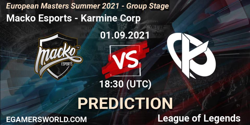 Macko Esports vs Karmine Corp: Betting TIp, Match Prediction. 01.09.2021 at 18:00. LoL, European Masters Summer 2021 - Group Stage