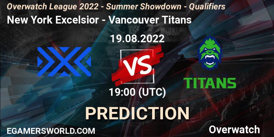 New York Excelsior vs Vancouver Titans: Betting TIp, Match Prediction. 19.08.22. Overwatch, Overwatch League 2022 - Summer Showdown - Qualifiers