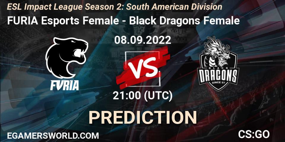 FURIA Esports Female vs Black Dragons Female: Betting TIp, Match Prediction. 08.09.2022 at 21:00. Counter-Strike (CS2), ESL Impact League Season 2: South American Division