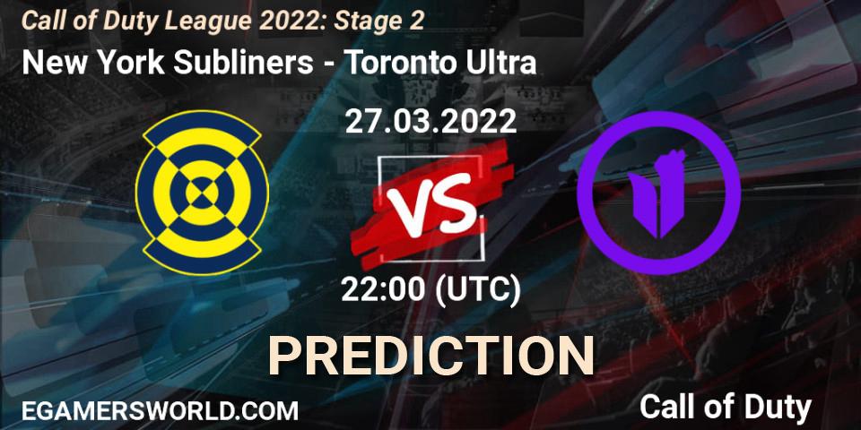 New York Subliners vs Toronto Ultra: Betting TIp, Match Prediction. 27.03.2022 at 22:00. Call of Duty, Call of Duty League 2022: Stage 2