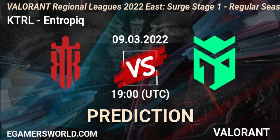 KTRL vs Entropiq: Betting TIp, Match Prediction. 09.03.2022 at 19:00. VALORANT, VALORANT Regional Leagues 2022 East: Surge Stage 1 - Regular Season