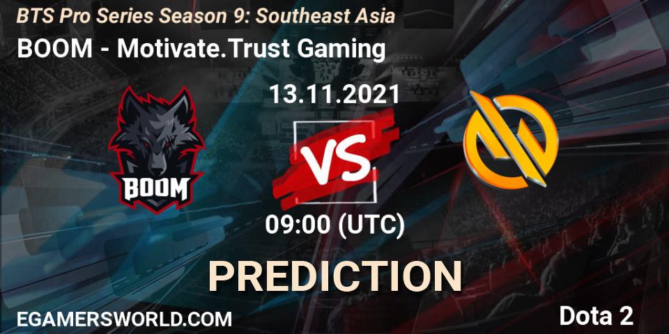 BOOM vs Motivate.Trust Gaming: Betting TIp, Match Prediction. 13.11.2021 at 09:00. Dota 2, BTS Pro Series Season 9: Southeast Asia