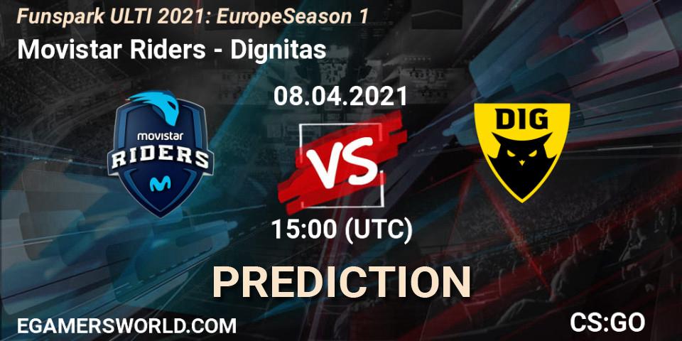 Movistar Riders vs Dignitas: Betting TIp, Match Prediction. 08.04.2021 at 12:45. Counter-Strike (CS2), Funspark ULTI 2021: Europe Season 1