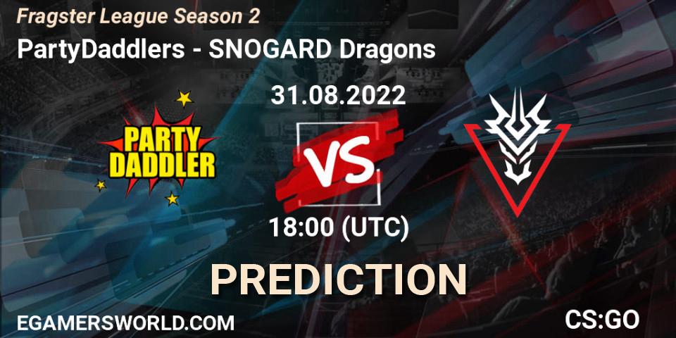 PartyDaddlers vs SNOGARD Dragons: Betting TIp, Match Prediction. 31.08.2022 at 18:00. Counter-Strike (CS2), Fragster League Season 2