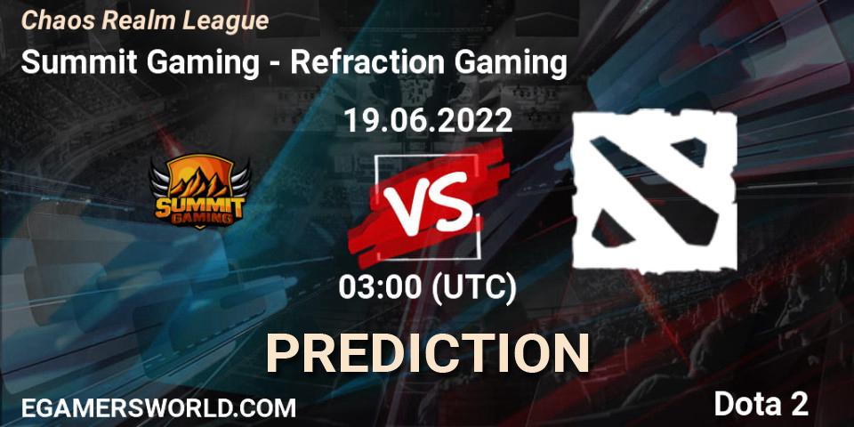 Summit Gaming vs Refraction Gaming: Betting TIp, Match Prediction. 18.06.2022 at 03:26. Dota 2, Chaos Realm League 