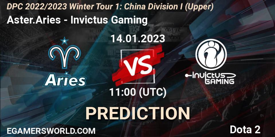 Aster.Aries vs Invictus Gaming: Betting TIp, Match Prediction. 14.01.2023 at 11:01. Dota 2, DPC 2022/2023 Winter Tour 1: CN Division I (Upper)