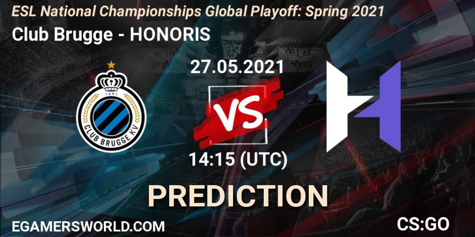 Club Brugge vs HONORIS: Betting TIp, Match Prediction. 27.05.2021 at 14:20. Counter-Strike (CS2), ESL National Championships Global Playoff: Spring 2021