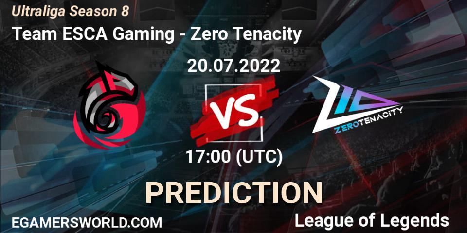 Team ESCA Gaming vs Zero Tenacity: Betting TIp, Match Prediction. 20.07.2022 at 17:00. LoL, Ultraliga Season 8
