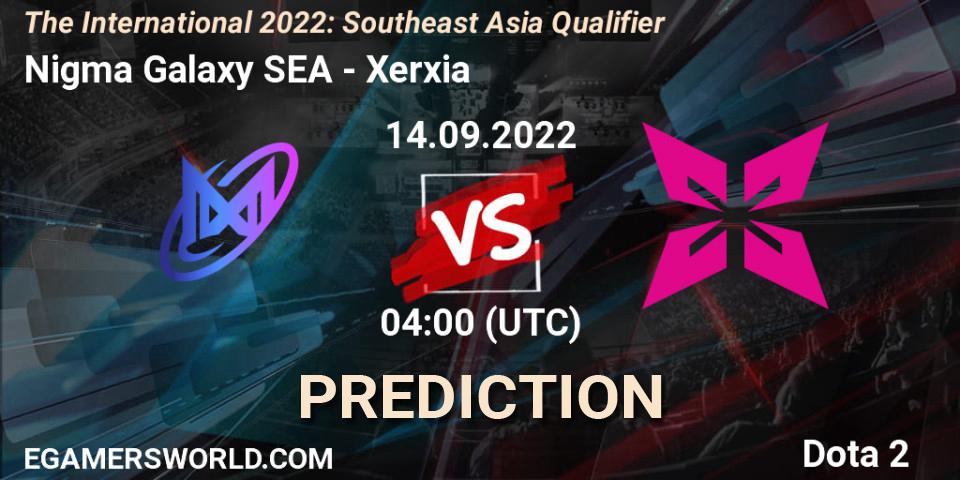 Nigma Galaxy SEA vs Xerxia: Betting TIp, Match Prediction. 14.09.2022 at 04:35. Dota 2, The International 2022: Southeast Asia Qualifier