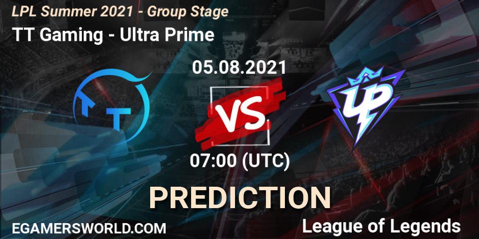 TT Gaming vs Ultra Prime: Betting TIp, Match Prediction. 05.08.2021 at 07:00. LoL, LPL Summer 2021 - Group Stage
