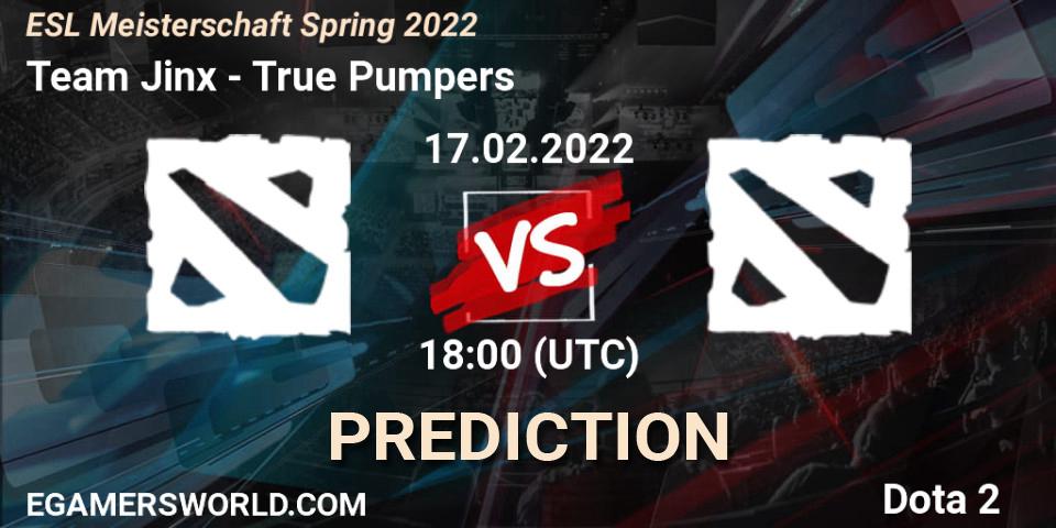 Team Jinx vs True Pumpers: Betting TIp, Match Prediction. 17.02.2022 at 18:00. Dota 2, ESL Meisterschaft Spring 2022