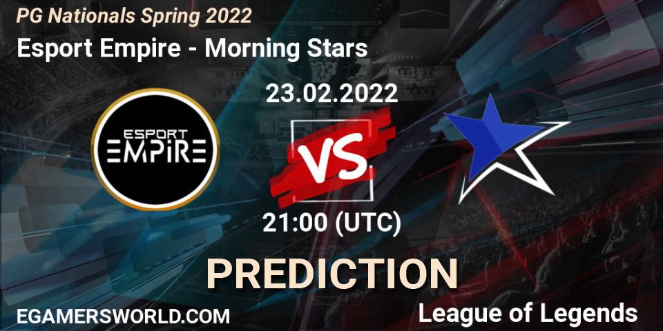 Esport Empire vs Morning Stars: Betting TIp, Match Prediction. 23.02.2022 at 21:00. LoL, PG Nationals Spring 2022