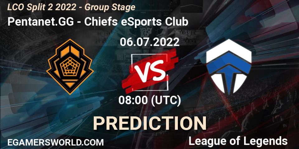 Pentanet.GG vs Chiefs eSports Club: Betting TIp, Match Prediction. 06.07.2022 at 08:00. LoL, LCO Split 2 2022 - Group Stage