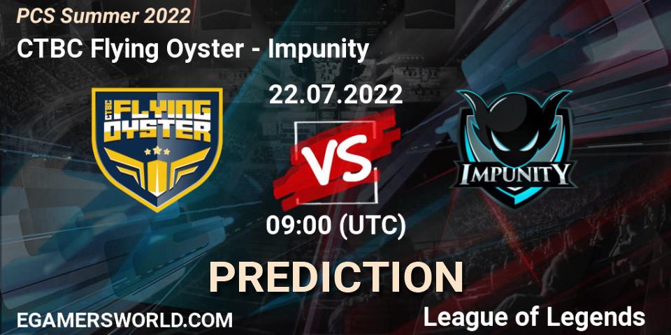 CTBC Flying Oyster vs Impunity: Betting TIp, Match Prediction. 22.07.22. LoL, PCS Summer 2022