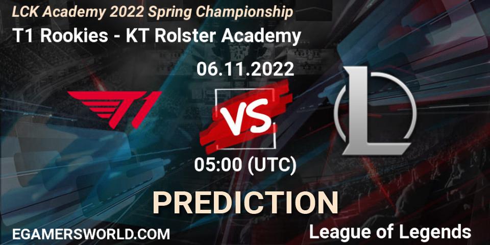 T1 Rookies vs KT Rolster Academy: Betting TIp, Match Prediction. 06.11.2022 at 05:00. LoL, LCK Academy 2022 Spring Championship