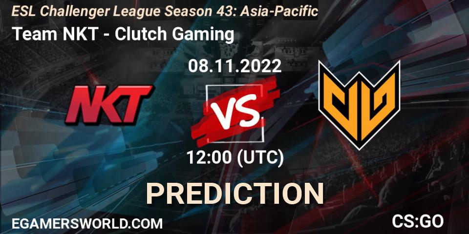Team NKT vs Clutch Gaming: Betting TIp, Match Prediction. 08.11.2022 at 12:00. Counter-Strike (CS2), ESL Challenger League Season 43: Asia-Pacific