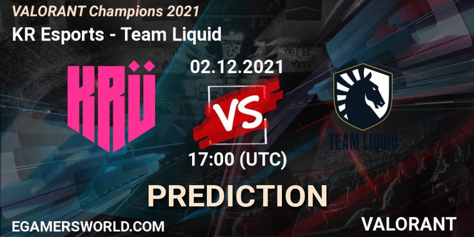 KRÜ Esports vs Team Liquid: Betting TIp, Match Prediction. 02.12.2021 at 21:45. VALORANT, VALORANT Champions 2021