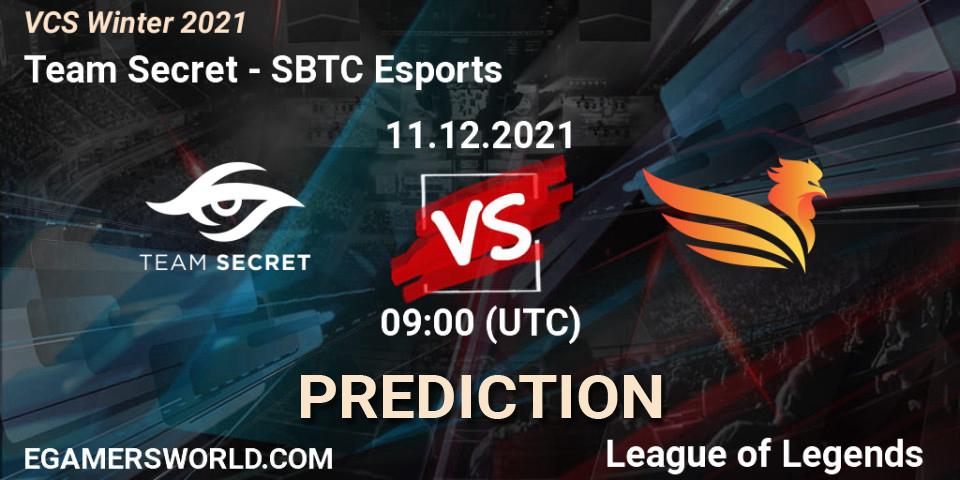 Team Secret vs SBTC Esports: Betting TIp, Match Prediction. 11.12.2021 at 09:00. LoL, VCS Winter 2021