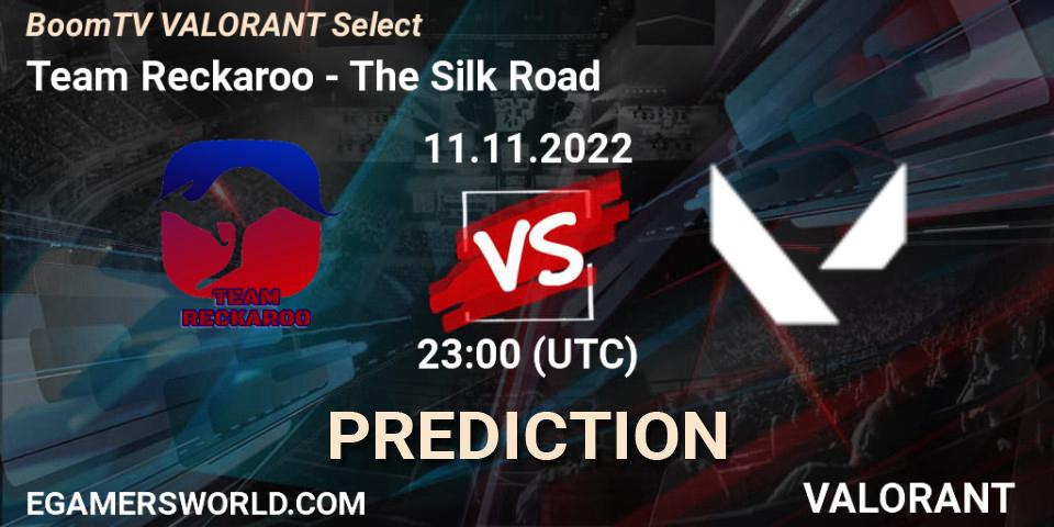 Team Reckaroo vs The Silk Road: Betting TIp, Match Prediction. 11.11.2022 at 23:00. VALORANT, BoomTV VALORANT Select