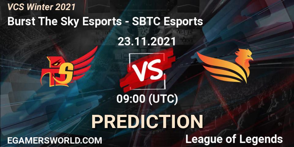 Burst The Sky Esports vs SBTC Esports: Betting TIp, Match Prediction. 23.11.2021 at 09:00. LoL, VCS Winter 2021