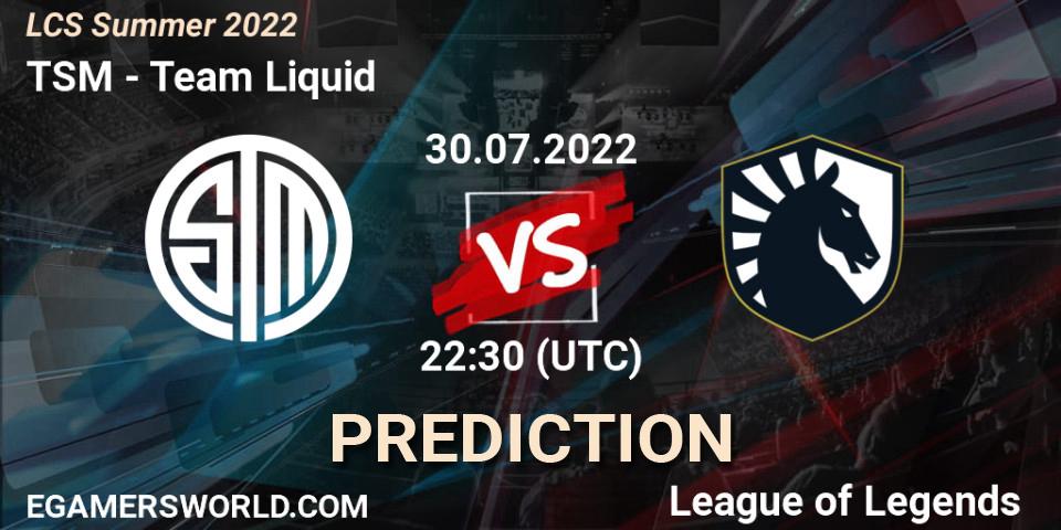 TSM vs Team Liquid: Betting TIp, Match Prediction. 30.07.22. LoL, LCS Summer 2022