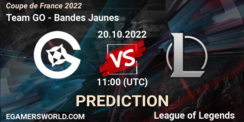 Team GO vs Bandes Jaunes: Betting TIp, Match Prediction. 20.10.2022 at 11:00. LoL, Coupe de France 2022