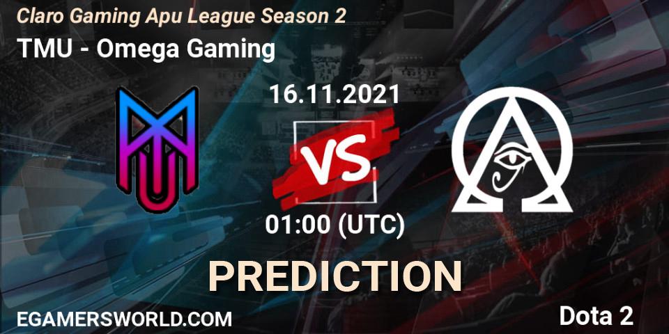 TMU vs Omega Gaming: Betting TIp, Match Prediction. 15.11.2021 at 23:38. Dota 2, Claro Gaming Apu League Season 2