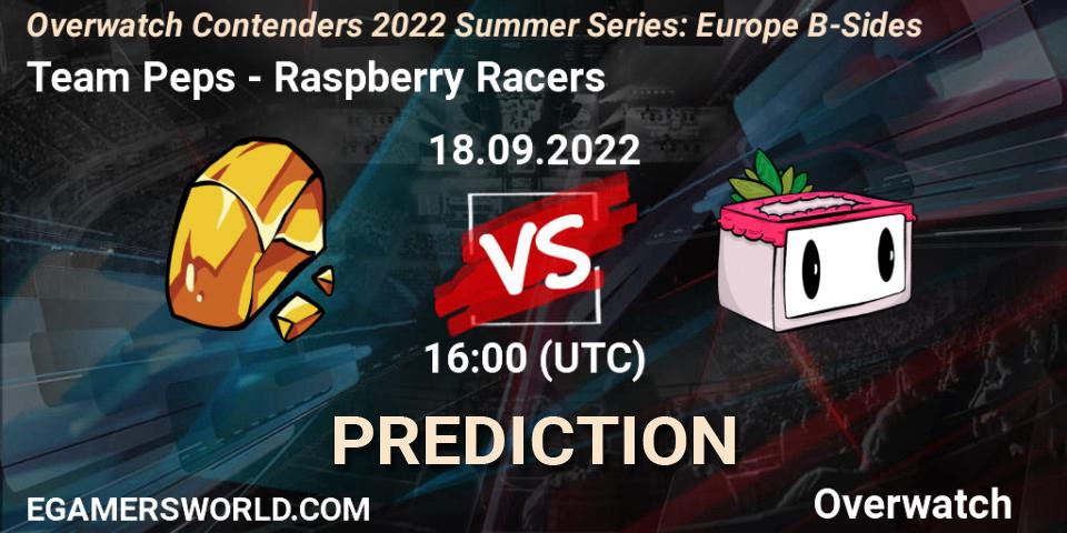 Team Peps vs Raspberry Racers: Betting TIp, Match Prediction. 18.09.2022 at 16:00. Overwatch, Overwatch Contenders 2022 Summer Series: Europe B-Sides
