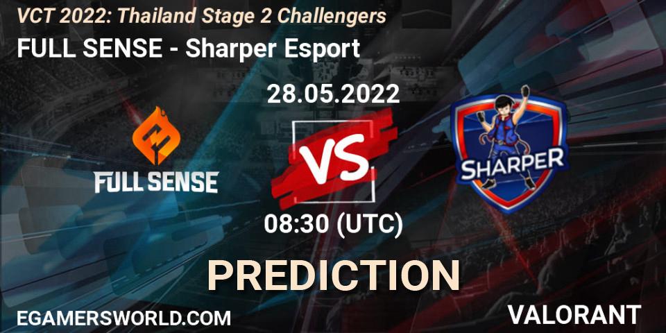 FULL SENSE vs Sharper Esport: Betting TIp, Match Prediction. 28.05.2022 at 08:30. VALORANT, VCT 2022: Thailand Stage 2 Challengers