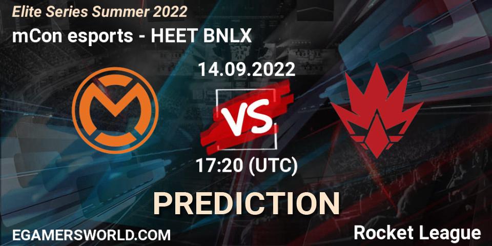 mCon esports vs HEET BNLX: Betting TIp, Match Prediction. 14.09.22. Rocket League, Elite Series Summer 2022