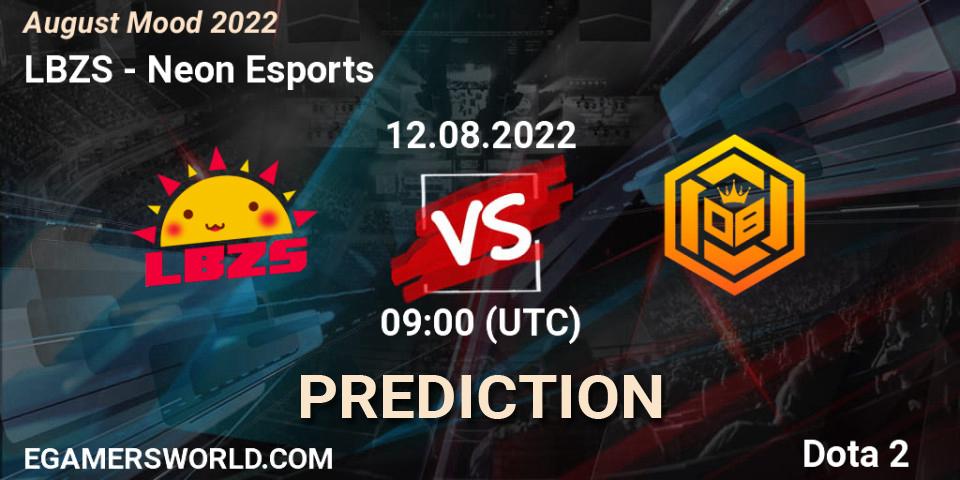 LBZS vs Neon Esports: Betting TIp, Match Prediction. 12.08.2022 at 09:34. Dota 2, August Mood 2022
