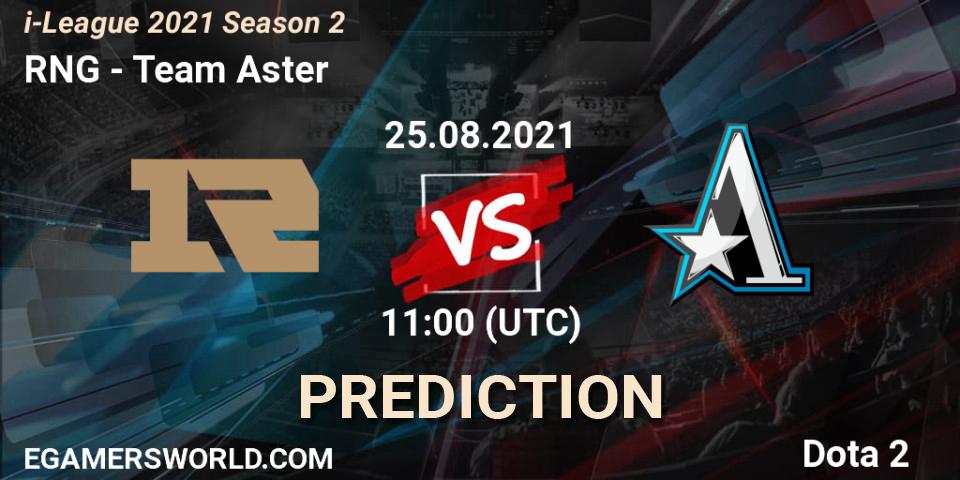 RNG vs Team Aster: Betting TIp, Match Prediction. 25.08.2021 at 11:34. Dota 2, i-League 2021 Season 2