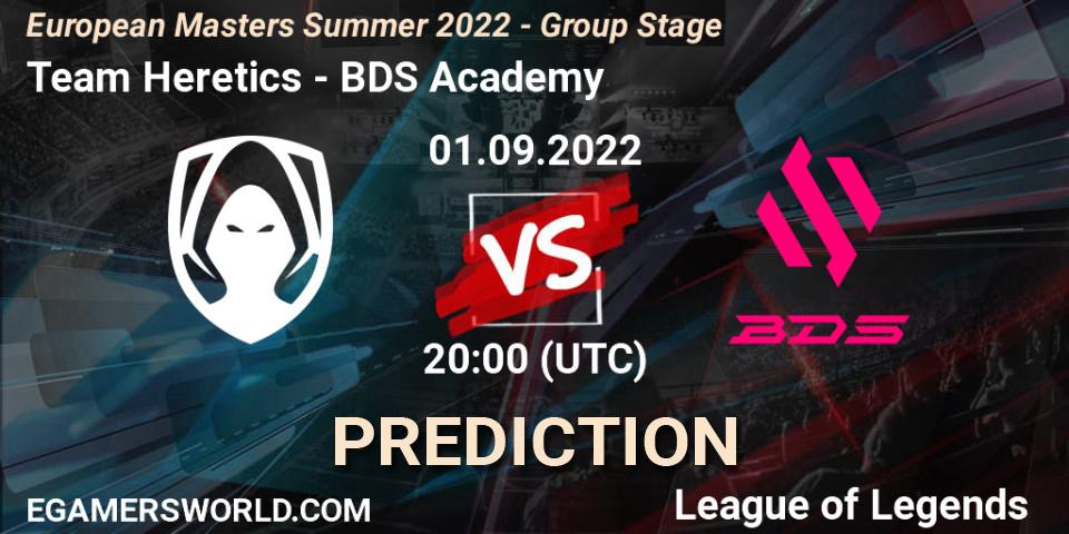 Team Heretics vs BDS Academy: Betting TIp, Match Prediction. 01.09.2022 at 20:00. LoL, European Masters Summer 2022 - Group Stage