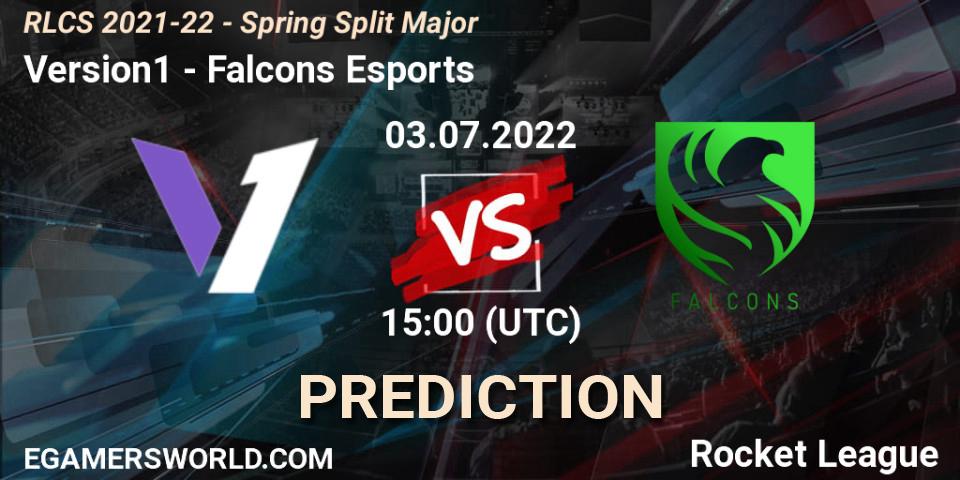 Version1 vs Falcons Esports: Betting TIp, Match Prediction. 03.07.2022 at 15:00. Rocket League, RLCS 2021-22 - Spring Split Major