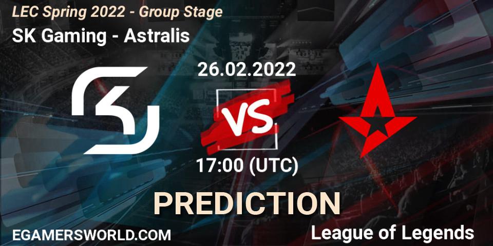 SK Gaming vs Astralis: Betting TIp, Match Prediction. 26.02.2022 at 17:00. LoL, LEC Spring 2022 - Group Stage