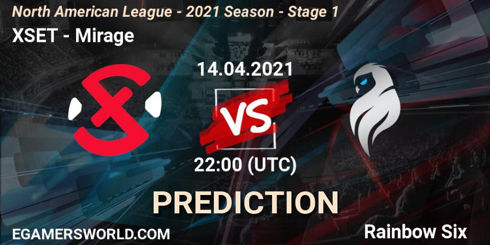 XSET vs Mirage: Betting TIp, Match Prediction. 14.04.2021 at 22:00. Rainbow Six, North American League - 2021 Season - Stage 1