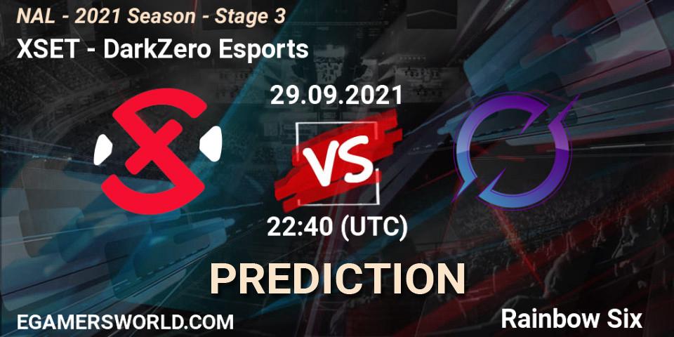 XSET vs DarkZero Esports: Betting TIp, Match Prediction. 29.09.2021 at 22:40. Rainbow Six, NAL - 2021 Season - Stage 3